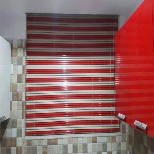 Horizontal Blinds - PVC Material, Red Color, Plain Pattern | Modern Design, Wall Mounted, Waterproof, Easily Assembled