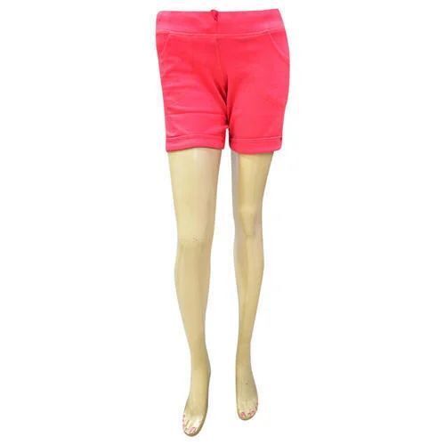 Ladies Plain Shorts - Cotton Blend, Above-Knee Length, High-Waist Design, Pink | Lightweight, Stretch Comfort, Breathable, Relaxed Fit, Elastic Waistband, Quick Drying
