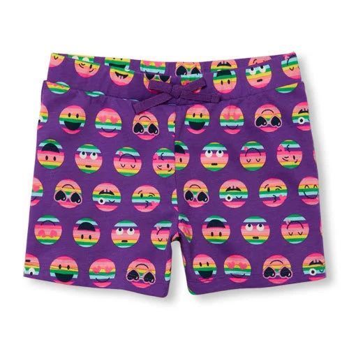 Ladies Printed Shorts - Premium Cotton Blend, Purple and Multi-Color | Lightweight Feel, Stretch Comfort, Breathable Material, Relaxed Fit, Above-Knee Length, High-Waist Style, Quick Drying