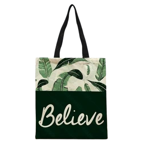 Printed Stylish Tote Bags - Canvas Material Customized Size | Multicolor Design Durable and Washable with Loop Handles Open Closure