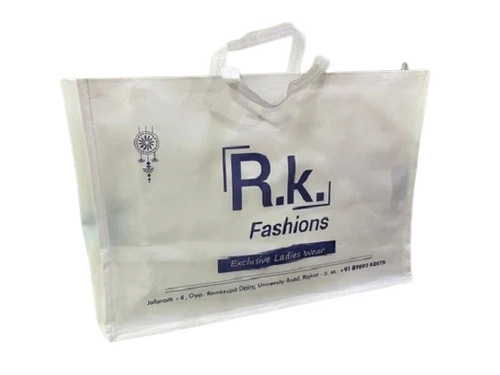 White Printed Non Woven Stitched Bags - Durable Eco Friendly Design, Ideal for Shopping with Handle | Versatile Non Woven Material