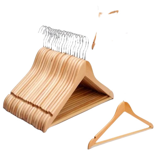 Wooden Garment Hangers - 17 Inches Length, Premium Quality Brown Wood | Flat Style for Dresses