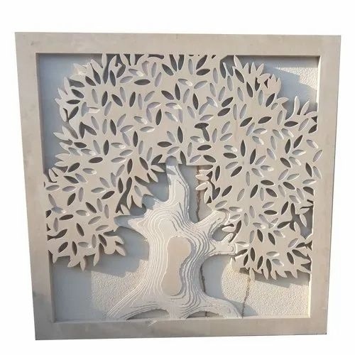 3D Wooden Tree Carving - Wooden Material, 10 mm Thickness, Off White Color, Handmade with Customized Shapes and Carving Surface Texture