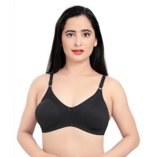 Black Padded Bra - Pattern: Plain