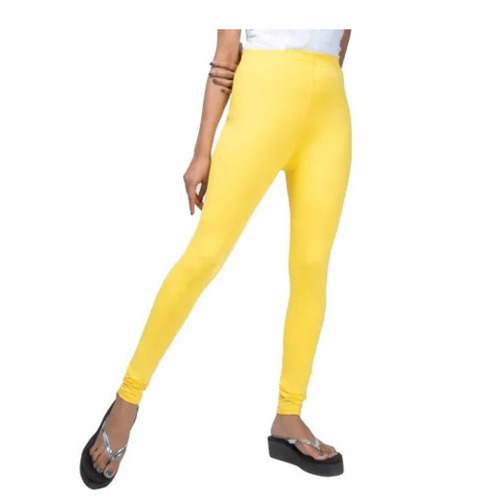 Churidar Ladies Leggings - Cotton Lycra, Customized Sizes, Yellow Color | 4-Way Stretch, Anti-Wrinkle, Breathable, Quick Dry, Mid Waist, Slim Fit Ideal for Daily Wear