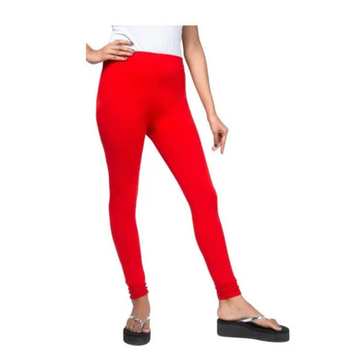 Churidar Leggings - 4-Way Stretch Cotton Lycra, Red Color | Slim Fit, Ankle Length, Anti-Wrinkle, Breathable, Quick Dry