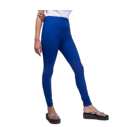 Cotton Lycra Leggings - 4-Way Stretch, Mid Waist Slim Fit | Breathable, Quick Dry, Anti Wrinkle, Washable, Ankle Length, Customized Sizes, Light Blue