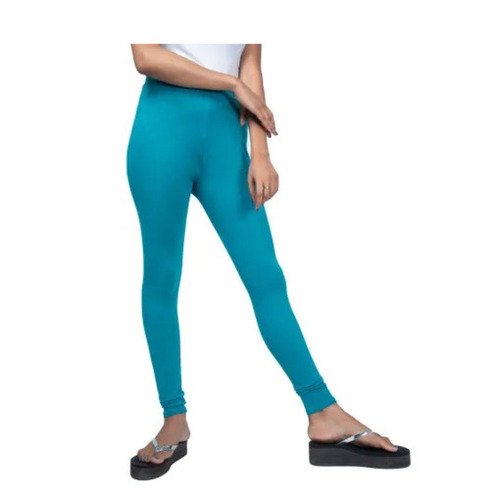 Cotton Lycra Leggings - Mid Waist, Ankle Length, Sky Blue | 4-Way Stretch, Slim Fit, Shrink & Tear Resistant, Breathable, Quick Dry