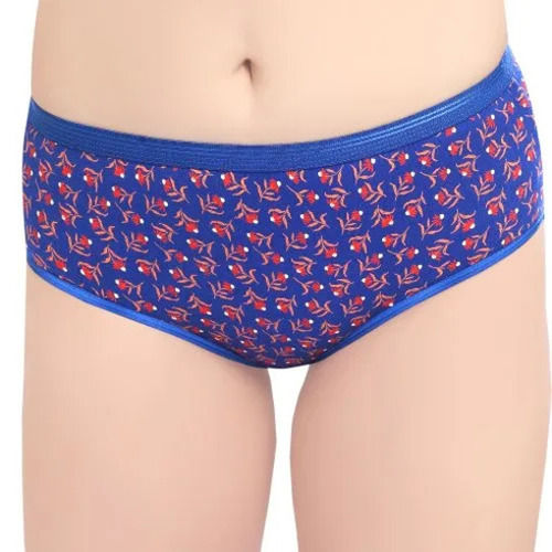 Cotton Hipster Panties - Size 28-42, Blue Printed Design | Breathable, Skin-Friendly, Mid-Rise Fit, Fade & Wrinkle Resistant, Outer Elastic Waistband