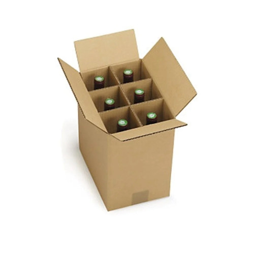 Fluted Carton Bottles Packaging Box - Eco-Friendly, Durable, Rectangular Shape, Brown Color | Ideal for Industrial Bottles Packaging