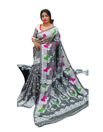 Gray Dhakai Jamdani Saree