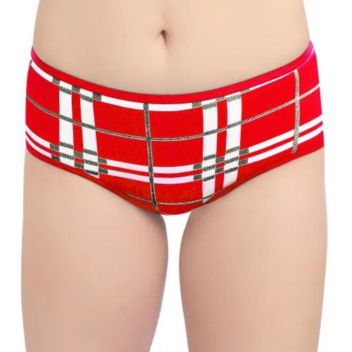 Ladies Hipster Panties - Lycra, Mid-Rise Size 28-42, Red & White Checked | Breathable, Skin-Friendly, Fade & Wrinkle Resistant, Hand Washable