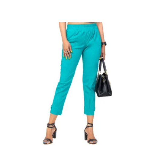 Ladies Ankle Pants - Superior Quality Lycra Material, Sky Blue Color | Quick Dry, Anti Wrinkle, Waterproof, Double Pockets, Regular Fit, Machine Washable