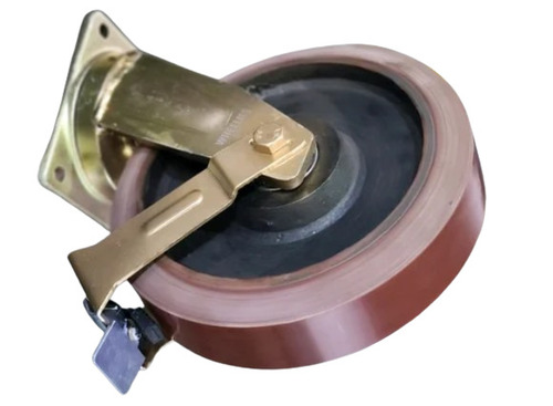 Nylon Caster Wheels - 8x2 Inch Swivel Design | 1000 kg Load Capacity, Brown/Black/Silver Finish for Trolleys or Carts
