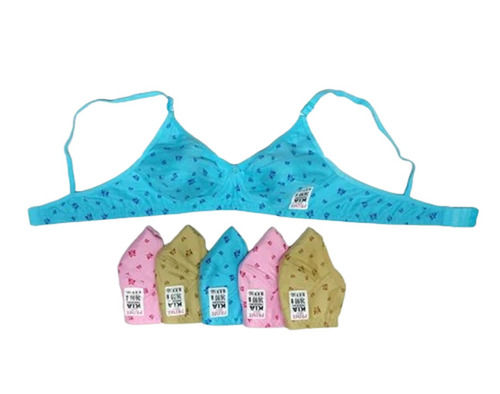 Printed Cotton Bra - Regular Fit, Plunge Neck Design, Available in Various Sizes and Colors | Breathable, Skin-Friendly, Thin Elastic Straps, Hand Washable