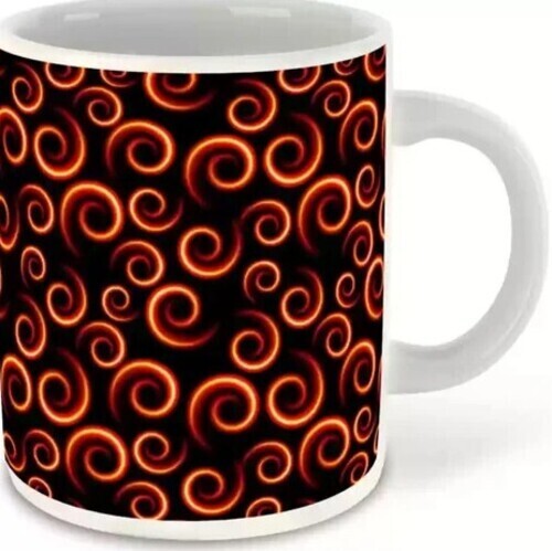 Ceramic Coffee Mug - 350ml Capacity, Printed Design Round Shape, Ideal for Gifting, Elegant White Finish