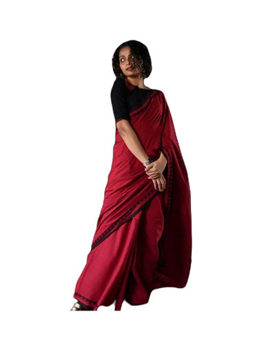 Red Plain Sarees - Occasion: Casual