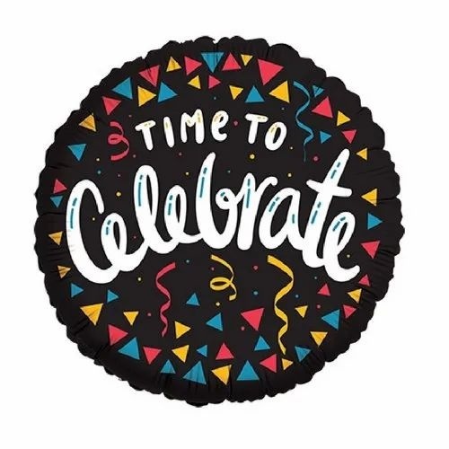 Foil Balloon - 18 Inch Round Size, Bold Black Color with Eye-Catching Print Design | Eco-Friendly, Non-Toxic, Decorative, Safe for Parties