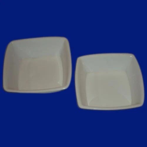Acrylic Bowls - Standard Size, White Square Design | Stylish Light Weight Hard Structure for Food Serving
