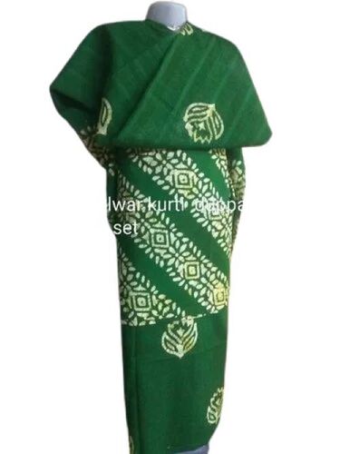 Batik Cotton Salwar Kurti - Premium Quality Green | Comfortable Fit, Lightweight Feel, Durable Stitching, Wrinkle-resistant, Easy To Wash, Short Sleeves, Vibrant Printed Pattern
