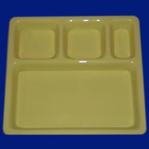 Compartment Plates - Rectangular Standard Size | Durable, High Quality, Light Weight, Stain Proof, Crack Proof, Polished Finish, Plain Design