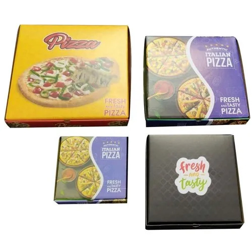 Corrugated Pizza Box - Eco-Friendly Paper Material, Durable Multi-Color Design | Square Shape for Food Packaging