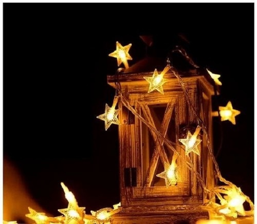 Decorative Star Curtain LED Lights - Plastic, Warm White, Incandescent | Multiple Color Options, Star Shape, LED Lighting Source