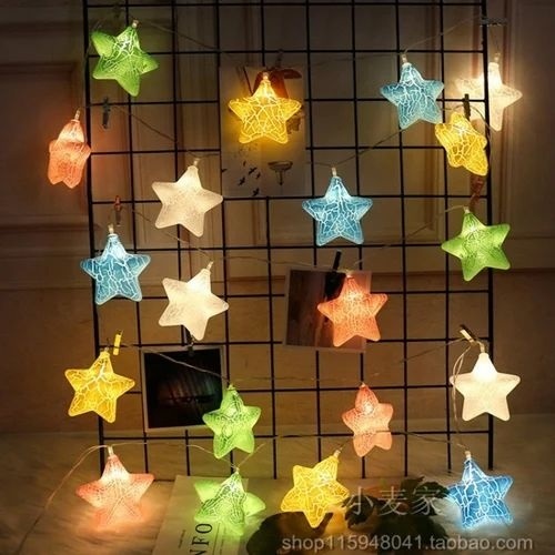 Easter Star Curtain Lights - Plastic Material, Cool White Color | Star-Shaped Design, Soft Warm LED Illumination, Multiple Lighting Modes