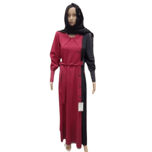 Fancy Burkha - Mix Cotton, Customized Size, Red & Black | Anti Wrinkle, Breathable, Washable, Quick Dry, Long Sleeve