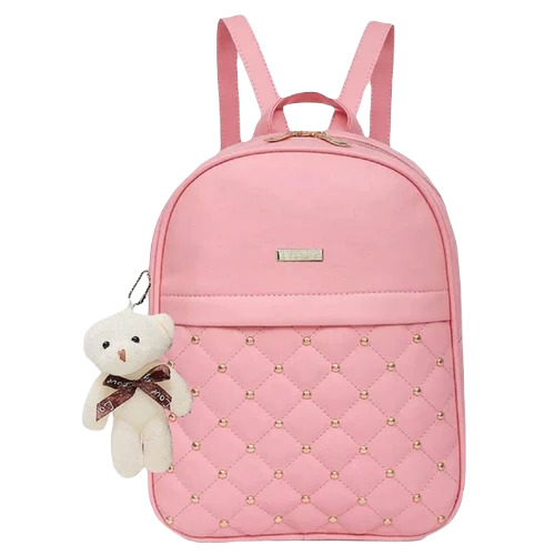 Ladies Backpack - Nylon Material, Multisize Design, Pink Color | Moisture Proof, Zipper Top Closure, Ideal for College Use