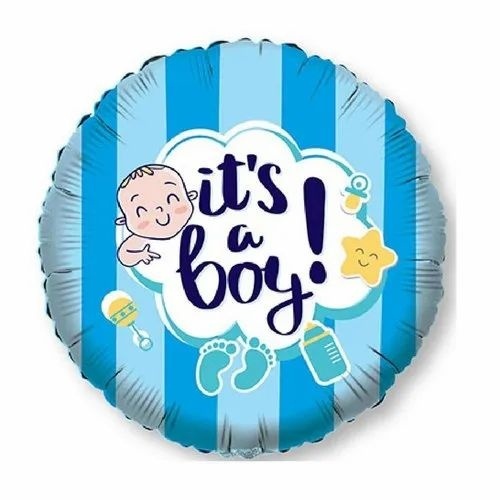 It Is A Boy Foil Balloon - 18 Inch Round Blue Design | Eco-Friendly, Non-Toxic, Eye-Catching Decorative Message for Baby Showers