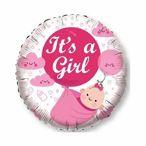 It Is A Girl Foil Balloon - 18 Inch Round, Shiny Foil Material, Durable and Reusable, Eco-Friendly, Non-Toxic Design