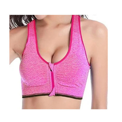 Ladies Sports Bra - Non-Padded Spandex and Cotton Blend, Pink Color | Full Coverage, Breathable, Skin-Friendly, Wide Strap Design, Hand Washable, Fade and Wrinkle Resistant