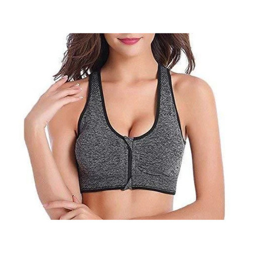 Sports Bra - Spandex Cotton Blend, Sizes 28-42, Black | Breathable, Skin-Friendly, Full Coverage, Wide Strap, Hand Wash, Fade & Wrinkle Resistant
