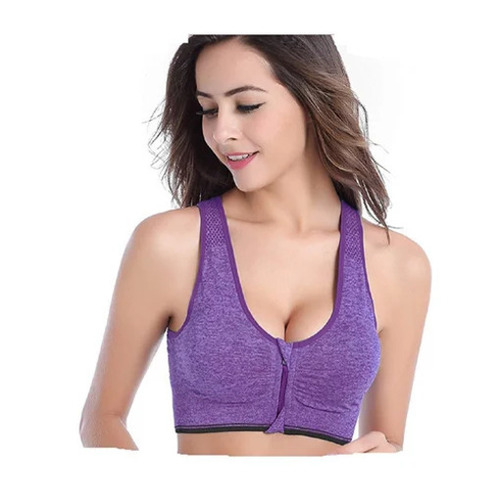 Ladies Sports Bra - Spandex Cotton Blend, Regular Fit Sizes 28-42, Purple | Breathable, Skin-Friendly, Wide Straps, Full Coverage, No Marks on Skin