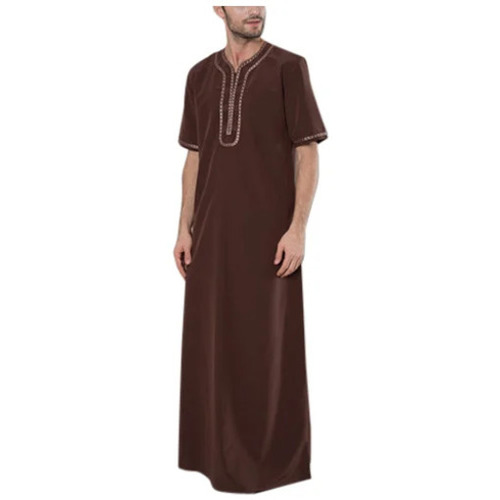 Mens Ethnic Thobe - Superior Cotton, Customized Size, Brown Color | Anti-Wrinkle, Breathable, Quick Dry, Washable, Long Sleeve, Regular Fit