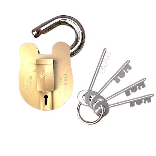 Brass Padlock - Master Keyed Round Design, 4 Keys Included, Silver Color Finish