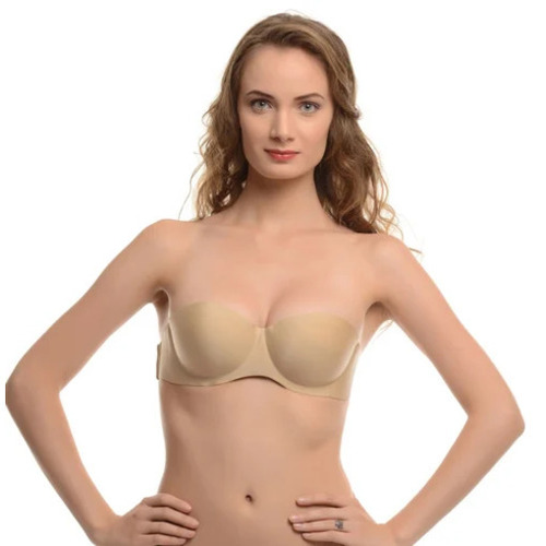 Plain Tube Bra - Spandex Cotton Blend, Size 28-42, Beige Color | Non-padded, Fade Resistant, Skin-friendly Design, Breathable, Regular Coverage