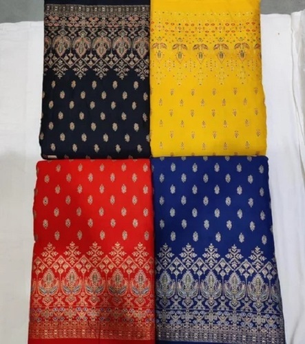 Rayon Borders Printed Fabric - Multi-Color Printed Design, Shrink Resistant | Ideal for Textile Industry Use