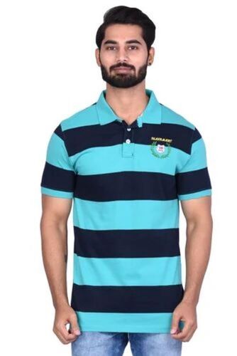 Silicon Washed Polo T-Shirt - Cotton, Sizes S/XS/XXS | Premium Quality, Fade-Resistant Colors, Moisture-Wicking, Casual Elegance, Striped Design, Short Sleeves, Versatile Style