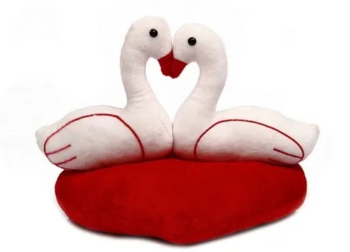 Swan Couple Soft Toy - Plush Material, Huggable Size, Colorful White and Red Design | Soft and Cuddly, Friendly Face, Child-Friendly Safety Features