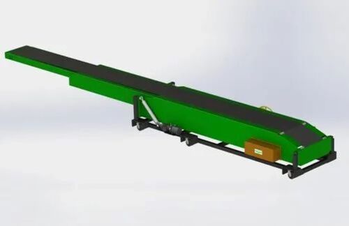 Telescopic Belt Conveyor - Premium Mild Steel, 5 ft Height, Green Color | High Load Capacity, Energy Efficient, Smooth Operation, Customizable Height, Low Maintenance, Oil Resistant, Space-Saving Design