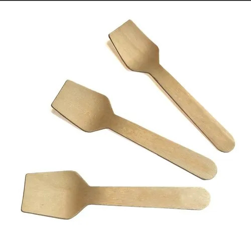 Wooden Ice Cream Spoon - Eco Friendly, Light Brown Color | Ideal for Event and Party Supplies
