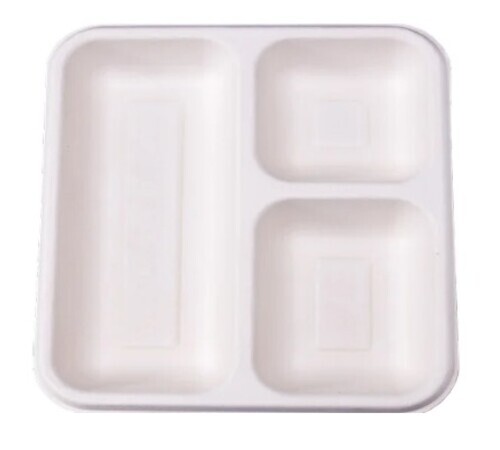  3 Compartment White Plate
