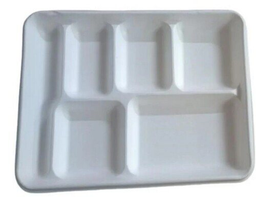 6 Compartment White Plate