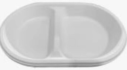 Baggase Compartment Plate - Round Shape, White Color | Oil and Water Resistant, Multiple Compartments Available