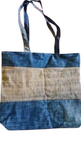 Denim Tote Bags - Washable, Durable Blue & Brown Zipper Closure | Customized Size, Loop Handle Design