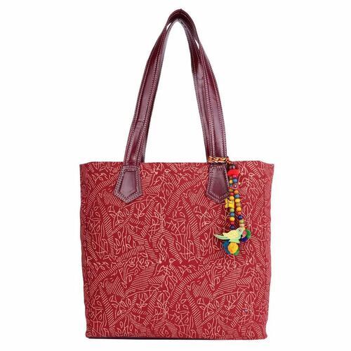 Designer Cotton Hand Bags - Durable Cotton Fabric, Red Color, Very Good Quality, Washable Design, Attractive Loop Handle, Customized Size, Open Lock System