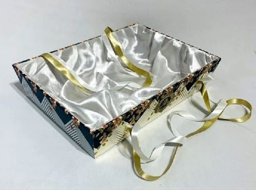 Gift Hamper Tray - Paperboard Material, Multiple Sizes, Rectangular Shape, Silver Color | Ideal for Festival Gifting Use