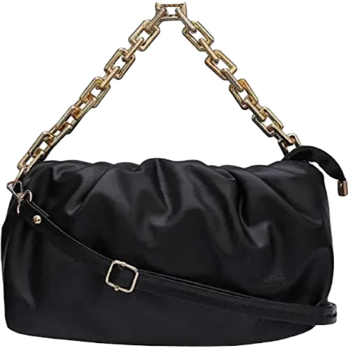 Girls Shoulder Bag - Polyester, Multisize, Matte Black | Zipper Closure, Plain Design, Women's Style